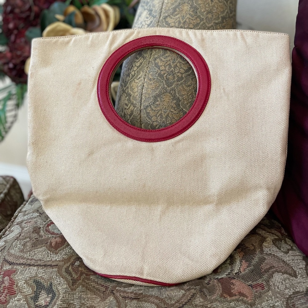 Roberta Di Camerino canvas Tote Round Red Handle